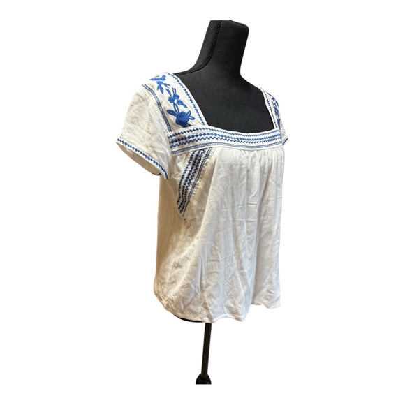 Ellison White and Blue Embroidered Blouse - Picture 3 of 5